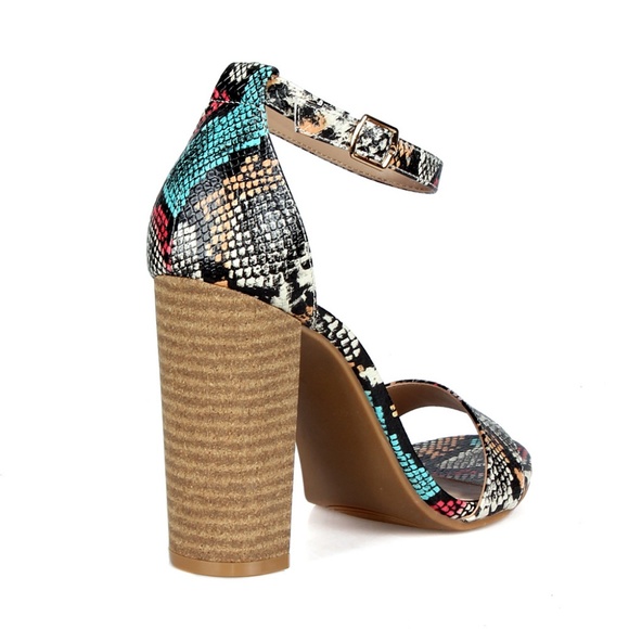 2Annie-01 Chunky Heel Women's Two Piece Sandals - Picture 3 of 3